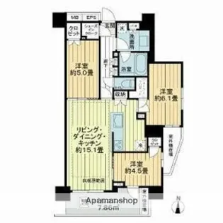 ライオンズ綾瀬セントマークス【7階】の間取り