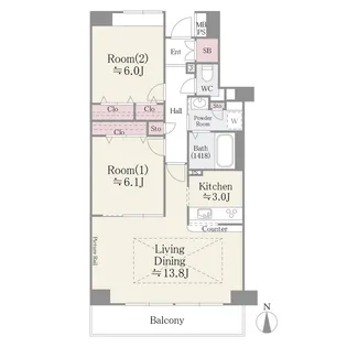 メゾン・シャルム【9階】の間取り