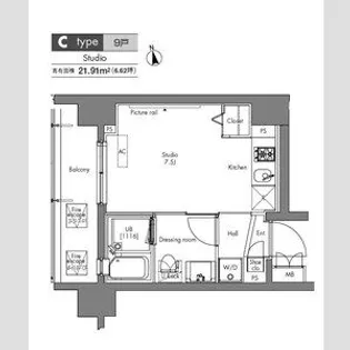 プラウドフラット隅田リバーサイド【10階】の間取り