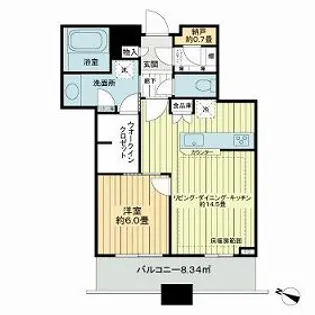 プラウドタワー千代田富士見【6階】の間取り