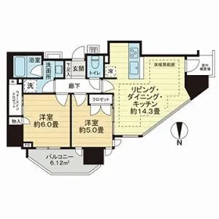 ライオンズ門前仲町レジデンス【6階】の間取り