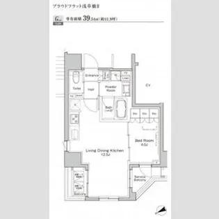 プラウドフラット浅草橋Ⅱ【12階】の間取り