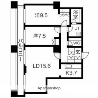 グランパークハイツ【12階】の間取り