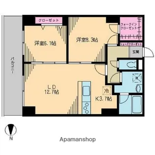 クレドラテース白河【7階】の間取り