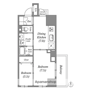 コスモグラシア三ノ輪【10階】の間取り
