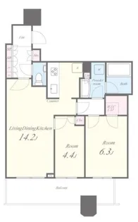 パークタワー勝どきサウス【15階】の間取り