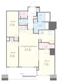 パークタワー勝どきサウス【13階】の間取り