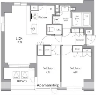 東京都中央区日本橋箱崎町【マンション】の間取り