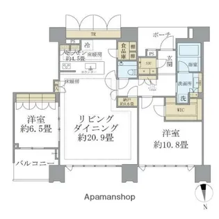 ドゥ・トゥール ウエスト棟【52階】の間取り