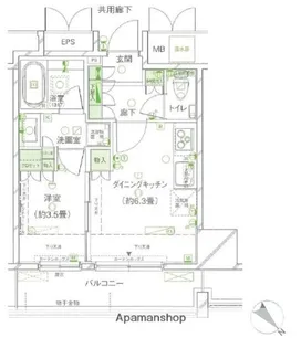 レフィール築地レジデンス【7階】の間取り