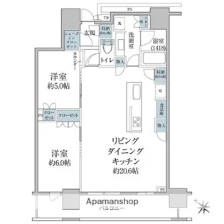 ブリリアザタワー東京八重洲アベニュー【5階】の間取り