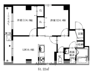 JUタワーフロントKINSHICHO【11階】の間取り