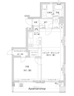 クレジデンス日本橋浜町【7階】の間取り