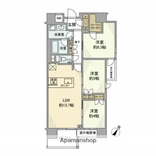 リビオレゾン人形町【6階】の間取り