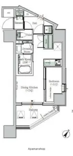 ONE ROOF RESIDENCE KIBA EAST(ワンル【6階】の間取り