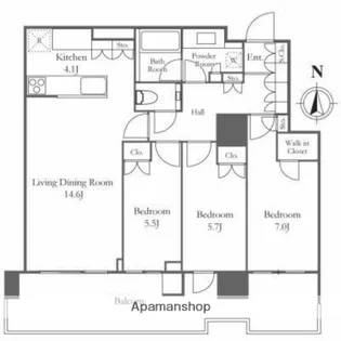 HARUMI FLAG PARK VILLAGE【13階】の間取り