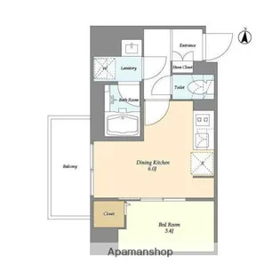 グランカーサ菊川【8階】の間取り