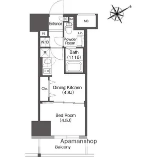 レフィールオーブ浅草橋【4階】の間取り