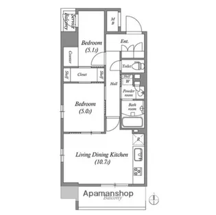 コスモグラシア三ノ輪【9階】の間取り