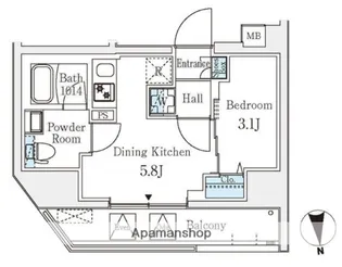 クラリティア文京湯島【1階】の間取り