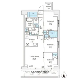 フロンティアレジデンス錦糸公園【4階】の間取り
