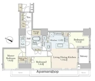 パークホームズ日本橋時の鐘通り【11階】の間取り