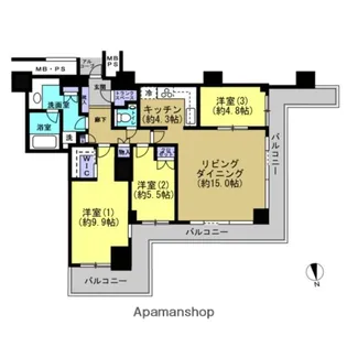 Wコンフォートタワーズ EAST【38階】の間取り