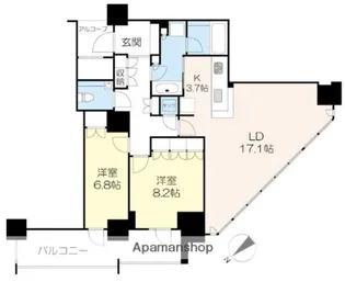 ビーコンタワーレジデンス【9階】の間取り