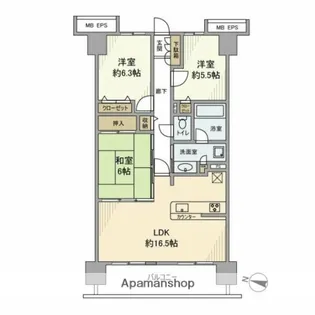 ラフィーネハイツ【3階】の間取り