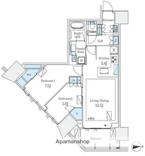 グランドシティタワー月島【15階】の間取り