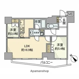 アトラスタワー六本木【5階】の間取り