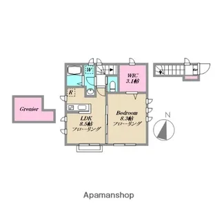 カーサ・フェリーチェ田柄【201号室】の間取り