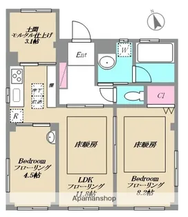 フローラルフラッツ【1階】の間取り