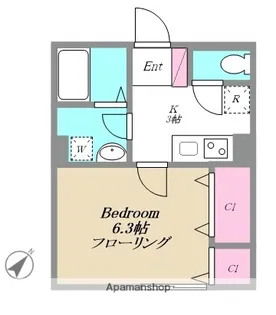 フラッツア大倉山【102号室】の間取り