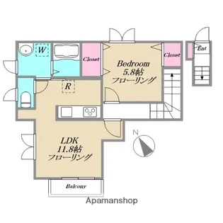 パークサイド西国立【A号室】の間取り