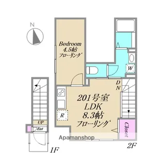 ラ・メゾン ノワール【201号室】の間取り