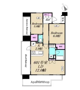 グローリオレジデンス船堀【6階】の間取り