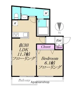 エテルノ亀有【仮)3B号室】の間取り