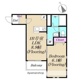 ルミエール川崎新町【1B号室】の間取り