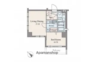 東池袋デュープレックス リズ【13階】の間取り