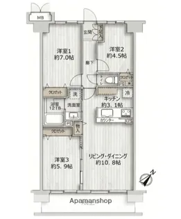ウインベルコーラス浮間公園【4階】の間取り