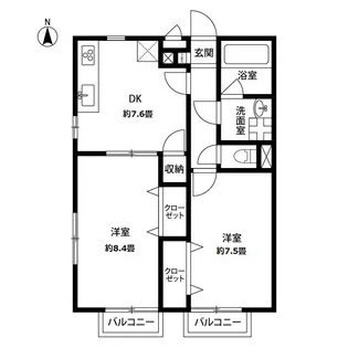 アムール ブション【101号室】の間取り