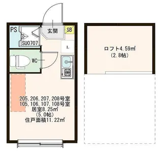 ハーモニーテラス東十条II【2階】の間取り