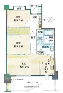 アーバンキャッスル梅島【9階】の間取り