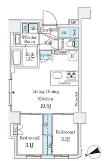 アジールコート山手動坂【7階】の間取り