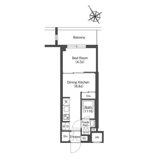 コンフォリア・リヴ板橋【6階】の間取り