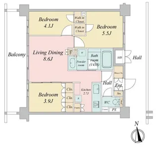 LIVECASA西台【0902号室】の間取り