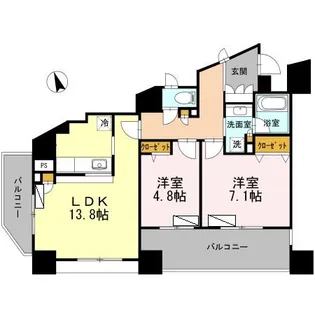 カスタリア荒川【6階】の間取り