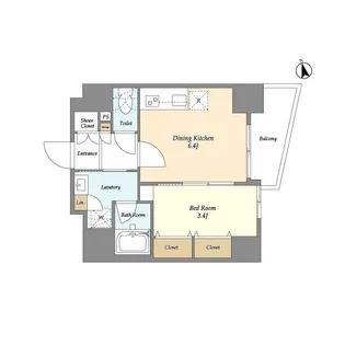 1DKの間取り画像