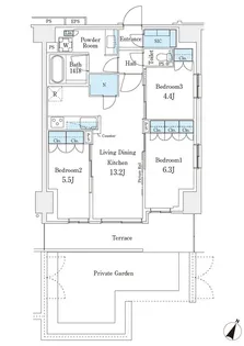 ロイヤルパークス赤羽ノース【1階】の間取り
